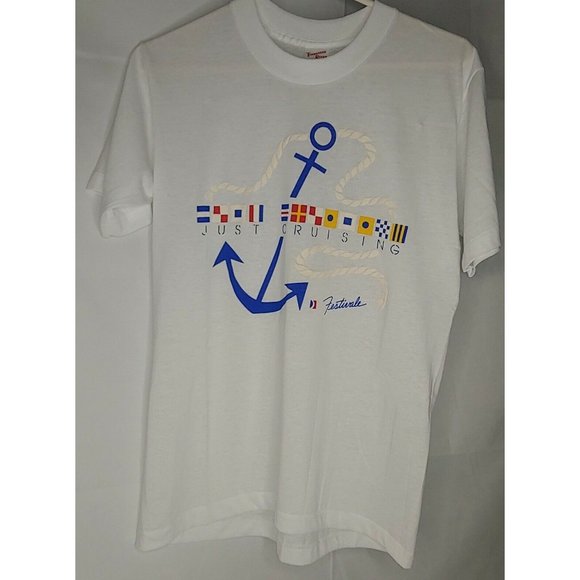 New Vintage Carnival Cruise Men's M T Shirt Single Stitch Just Cruising Nautical - Picture 1 of 6